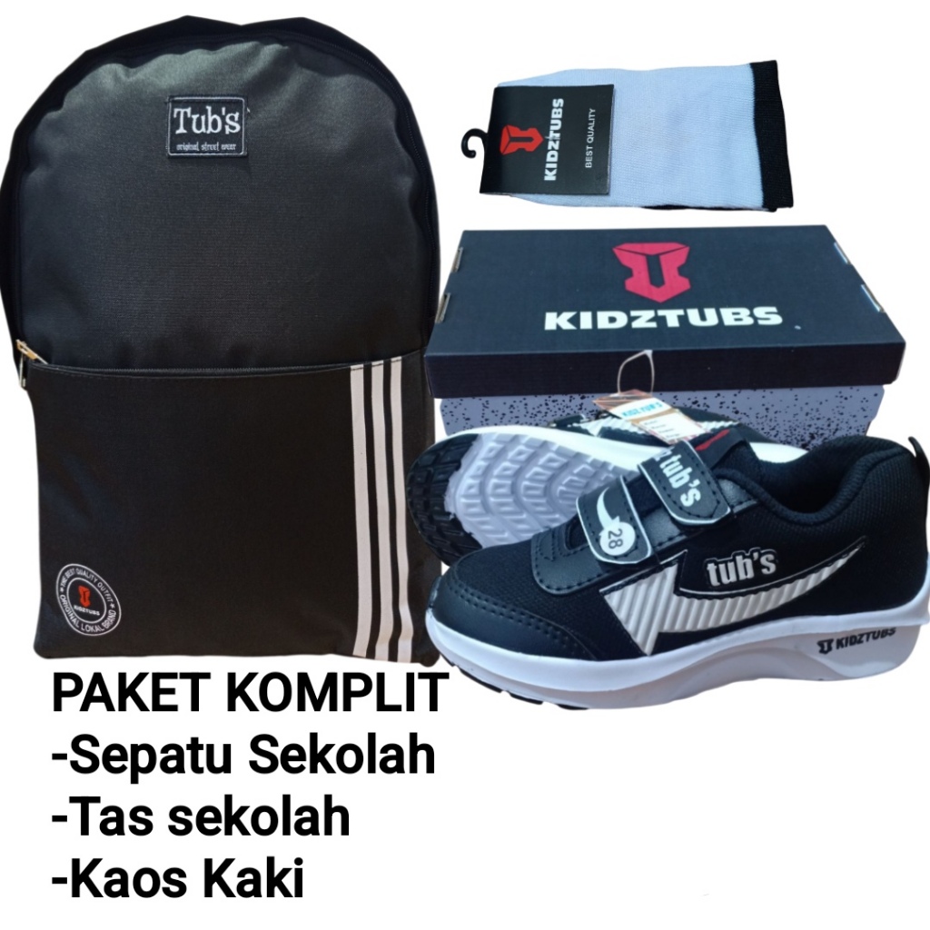 KIDZTUBS Sepatu Sekolah Anak Paket Komplit Sepatu Sekolah + Tas Sekolah + Kaos Kaki TUBS0959022525
