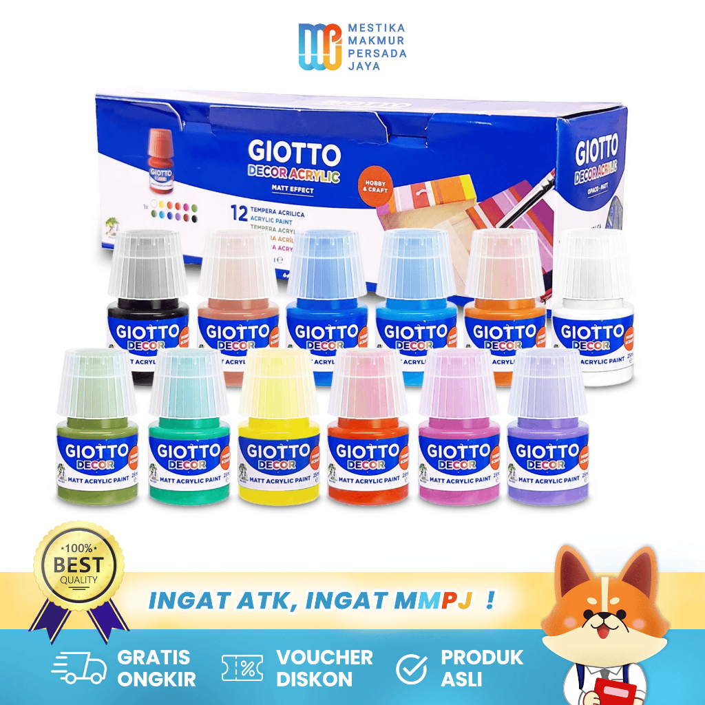 

Giotto Decor Acrylic Matt - Cat Akrilik 25ml Warna Warni untuk Kaca/Kulit/Clay/Logam 5381