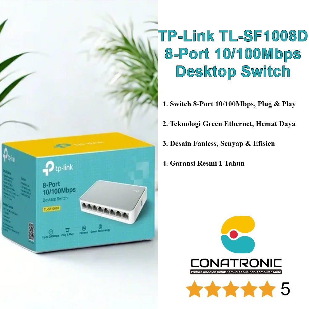 TP-Link TL-SF1008D 8-Port Switch 10/100Mbps Desktop Switch | Hub Jaringan LAN Murah & Praktis