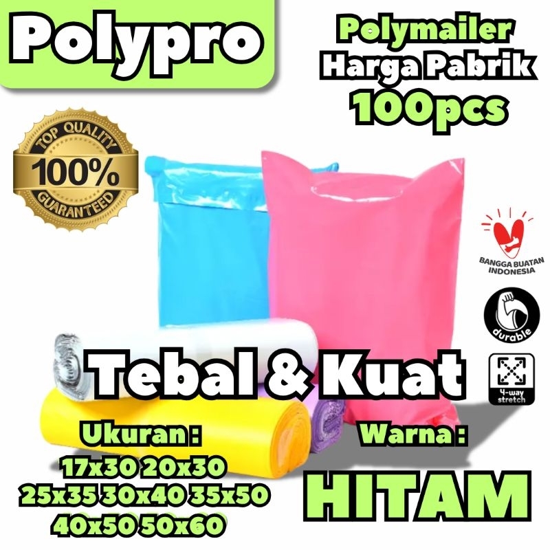 

Plastik Packing Hitam / Polymailer Warna HDPE Matte / LDPE Glossy (Isi 100pcs)