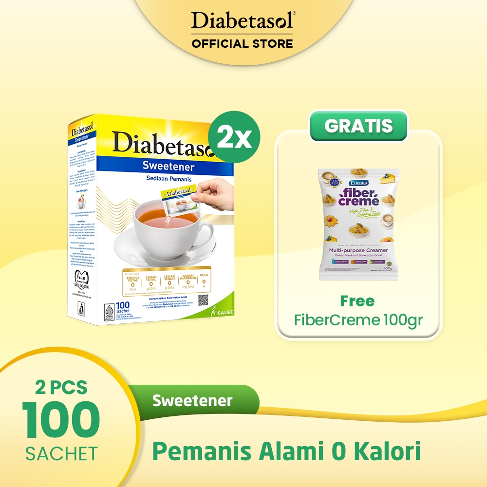 

Diabetasol Sweetener No Calories 100x1.5g (2pcs) Free FiberCreme 100g