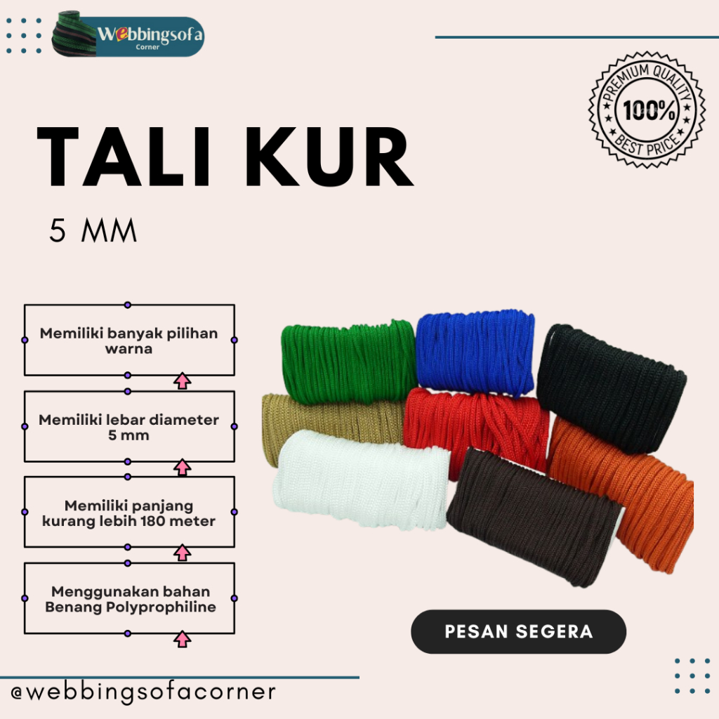 

Tali Kur 5 mm 900 gram Per Pack Aneka Warna