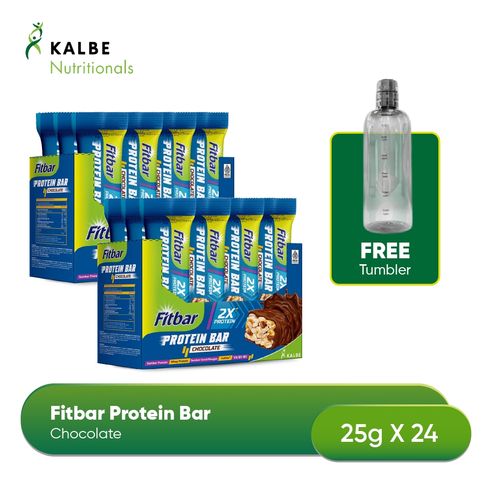 

Fitbar Protein Chocolate 12x25gr - Isi 2 Box Free Tumbler
