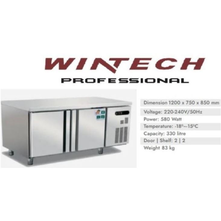 WINTECH WTHI-XCF-120-2D SS Kitchen Refrigeration Undercounter Freezer 2 Dua Pintu - Stainless Steel 