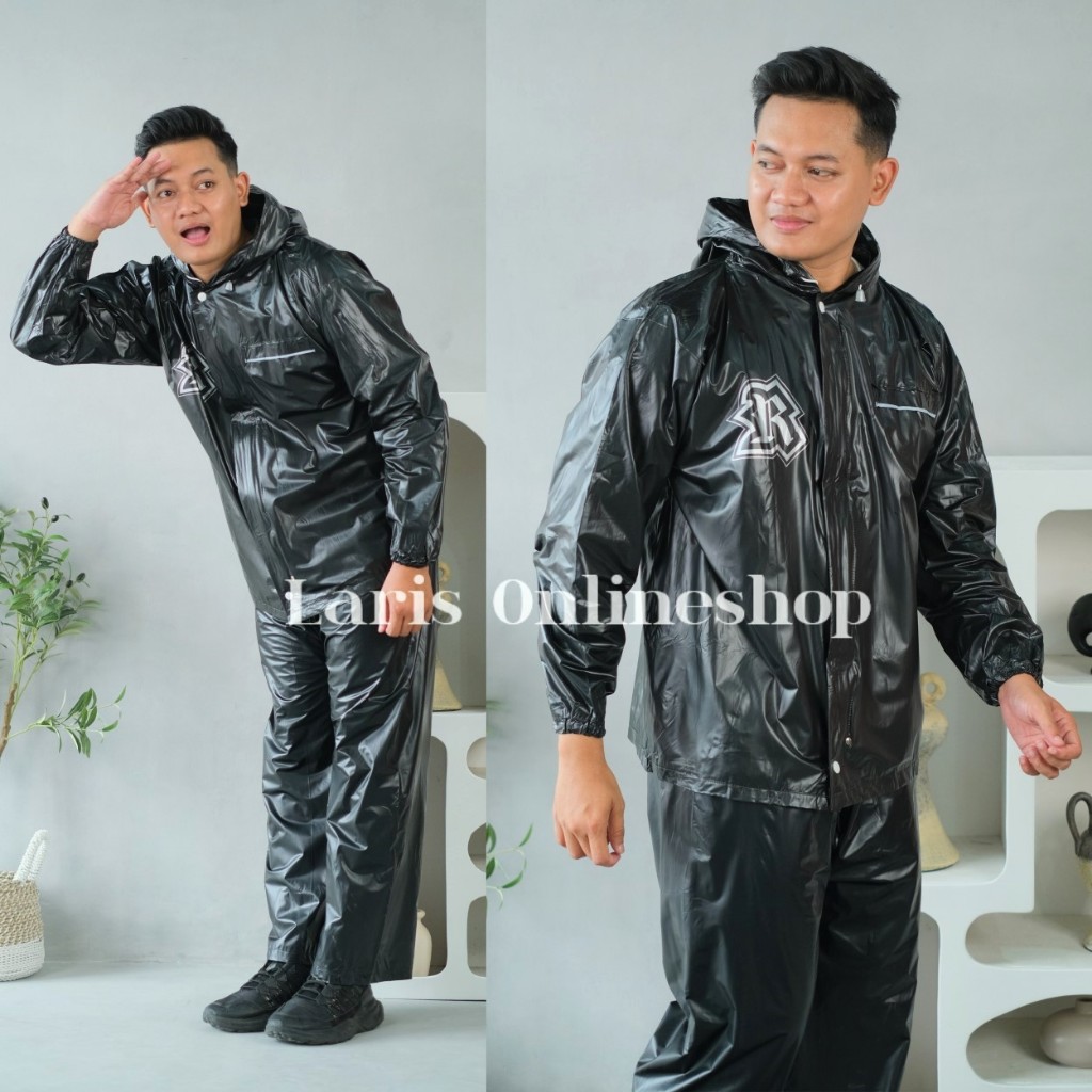 Jas Hujan Jaket Celana Tribal Black Brand Ibex / Jas Hujan Warna Hitam Tribal Ibex