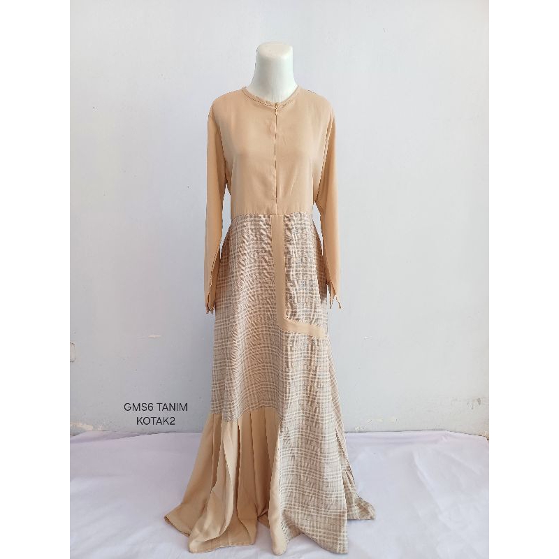 gamis wanita tanim kotak/gamis wanita/dress wanita/baju muslim/GMS6 TANIM KOTAK2