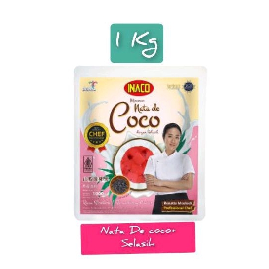 

INACO Nata de Coco + Selasih rasa Strawberry 1 Kg.