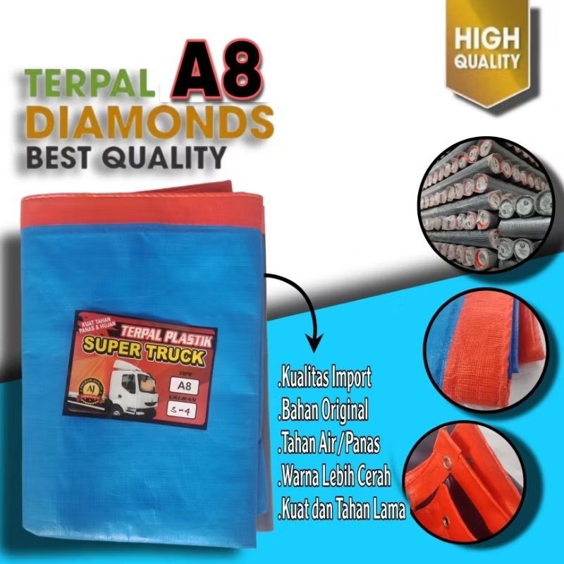 TERPAL A8 DIAMONDS UKURAN CUSTOM TERPAL TENDA TERPAL TRUCK TERPAL KOLAM 2X3 3X4 3X5 4X5 4X6 5X6 5X7 