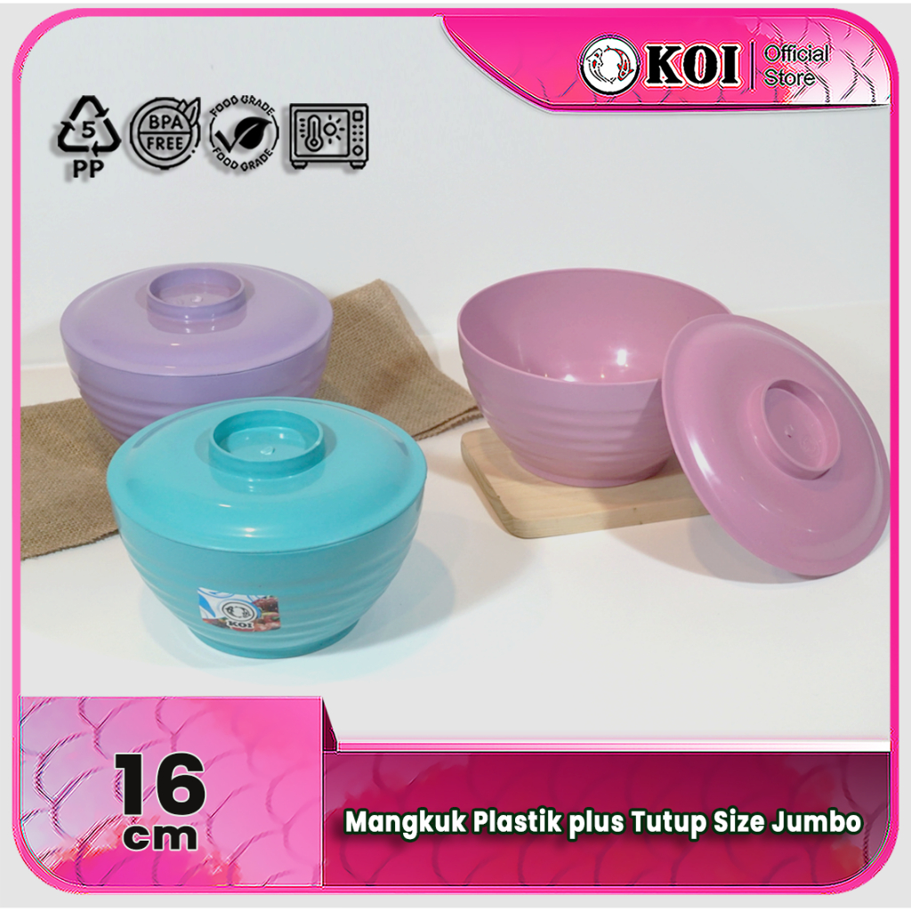 Koi Official - Mangkok tutup Ramen  / Wadah Sayur Mini / Wadah Makanan/ Mangkok Plastik Serbaguna