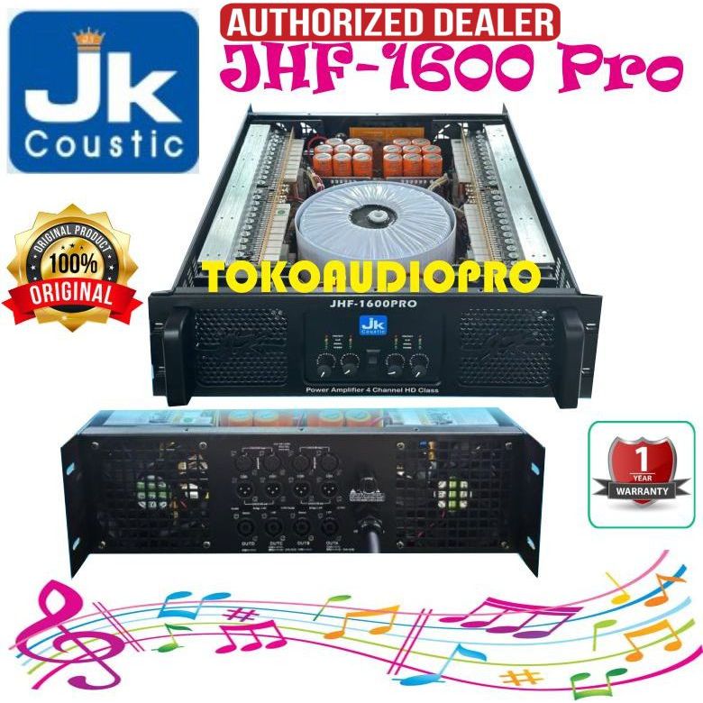 Power JK Coustic JHF1600 Pro 4-Channel Power Amplifier JK Coustic JHF-1600 Pro