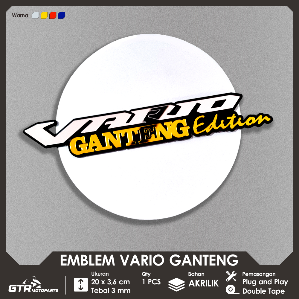 GTR Emblem Vario Ganteng Edition 1 PC Logo 3D Aksesoris Variasi Motor Vario 125 150 160 110 OLD NEW