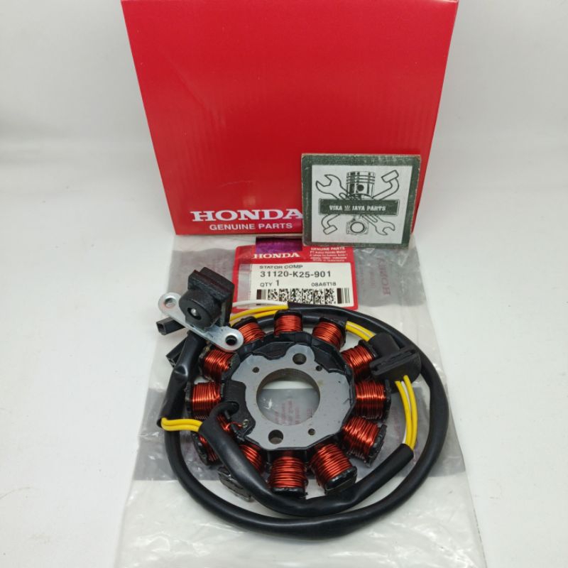 SPUL STATOR ASSY K25/KZL + PULSER HONDA BEAT FI SCOOPY FI SPACY FI STATER KASAR ORI