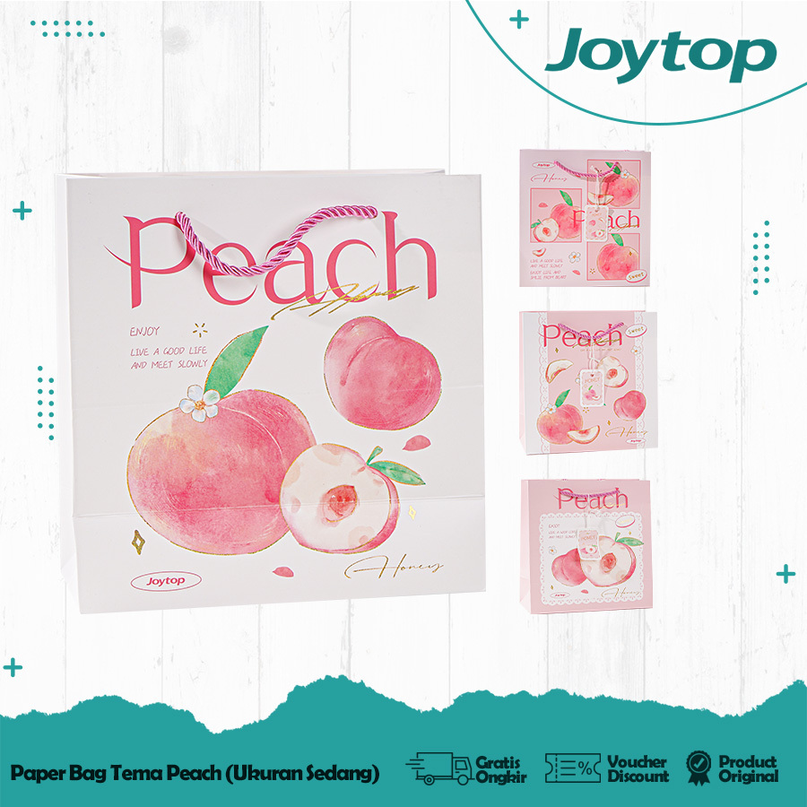 

JOYTOP Paper Bag Kartun Goodie Bag Peach/ Box Kantong Peach/ Tas Souvenir Hadiah Hampers Ulang Tahun Anak