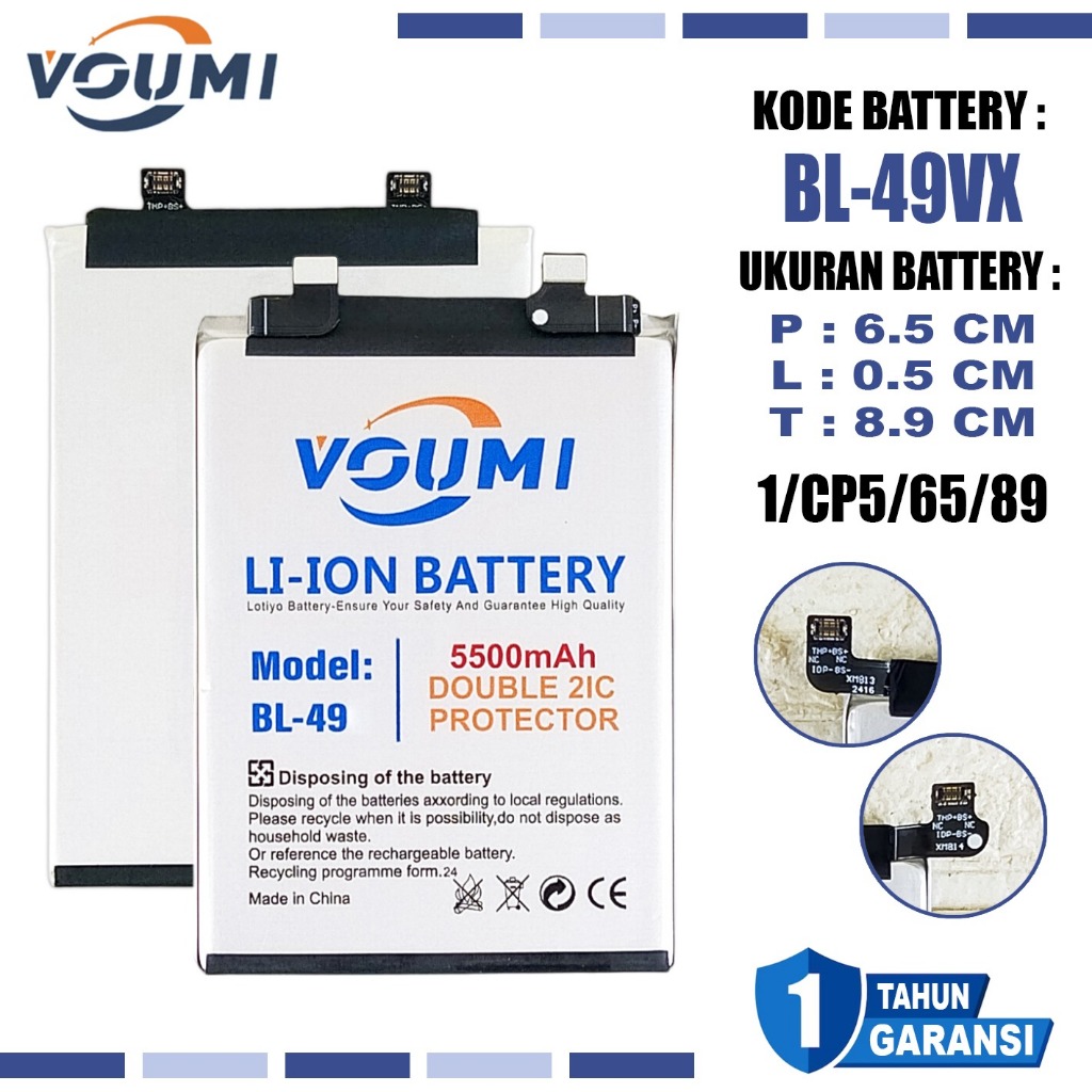 Baterai VOUMI Double Power high Capacity BL-49VX Compatible Infinix Note 40 pro NFC 4G / X6850 Batre