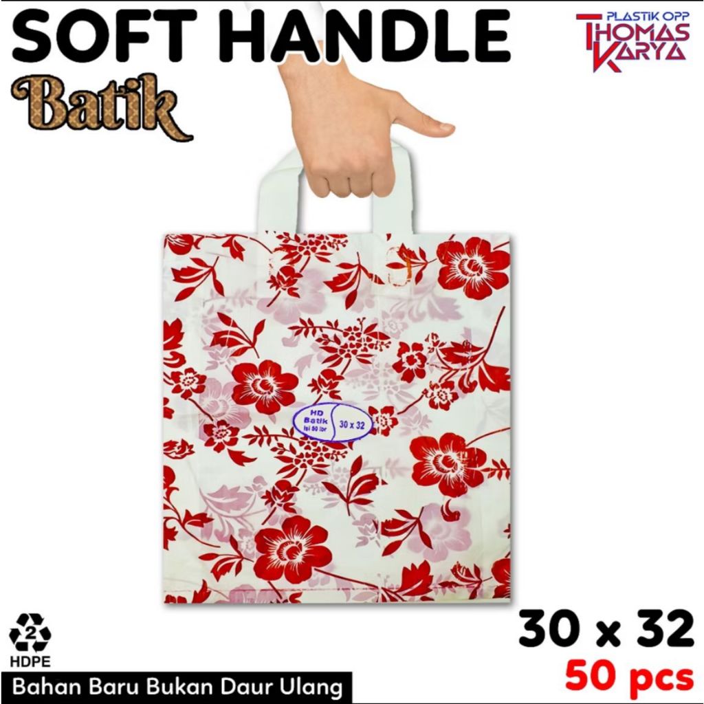 KANTONG HIDANGAN 30x32 cm | Tas Plastik Hajatan / Syukuran Motif Batik | Kresek Tali | Softhandle Ba