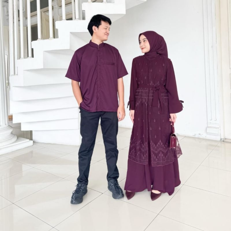 ALEA SET DRESS LOCANA LABEL / DRESS BRUKAT PREMIUM /LOCANA LABEL/ALEA BURGUNDY