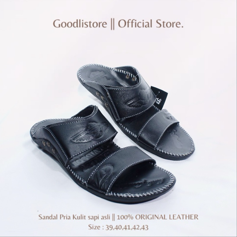 serbakulitasli - sandal pria kulit sapi asli harley davidson - 100% ORIGINAL LEATHER