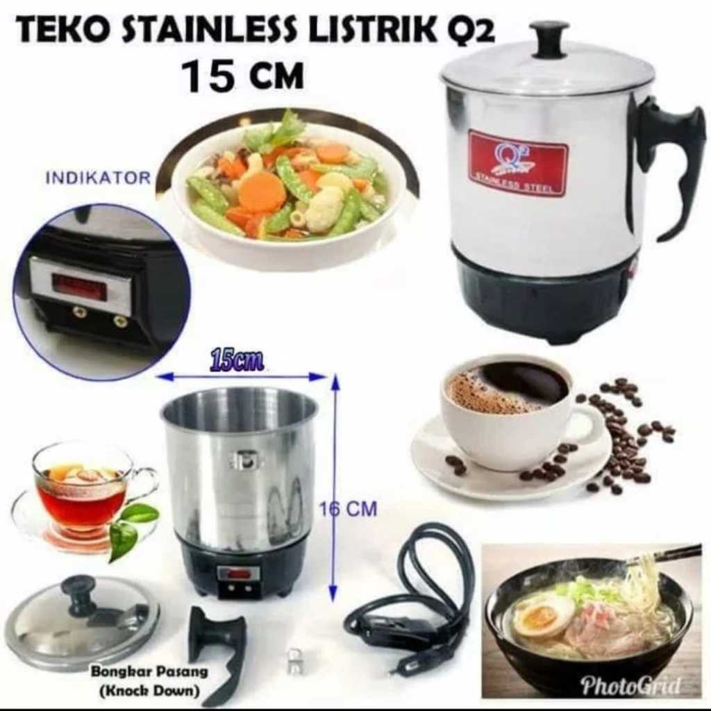Mug Teko Elektrik Q2 15 CM Mug Listrik 15CM Q2 Mug Electric Q-8015 Q2