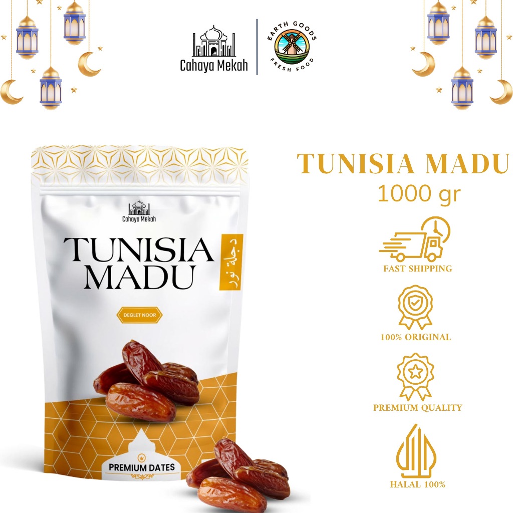 

Cahaya Mekah Kurma Tunisia Deglet Noor Pouch 1kg Premium Original High Quality