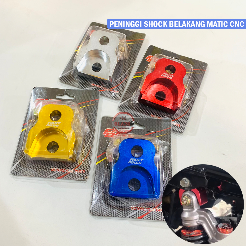 Peninggi Skok Belakang Matic CNC FastBikes / Dudukan Peninggi Shock Belakang Matic HND YMH