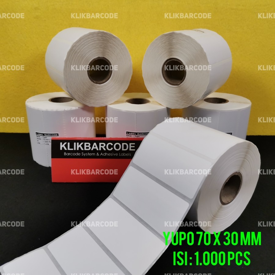 

STICKER BARCODE YUPO 70 X 30 MM ISI : 1.000 PCS BAHAN PREMIUM ANTI SOBEK-ANTI AIR