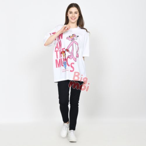 Bigmoi Kaos Wanita Oversize Katun Ukuran XXL 3XL 4XL Motif Sablon