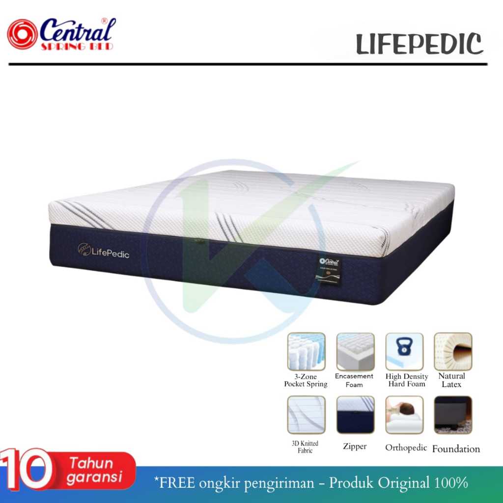 Central Spring Bed Kasur LifePedic Kasur Orthopedic Tebal 30cm Kasur Life Pedic - Hanya Kasur Saja