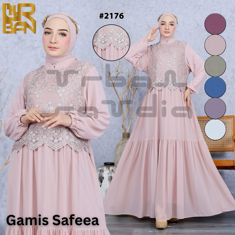 Gamis Set Hijab Safeea, Abaya Safeea, GAMIS LEBARAN, Abaya Mewah Brokat
