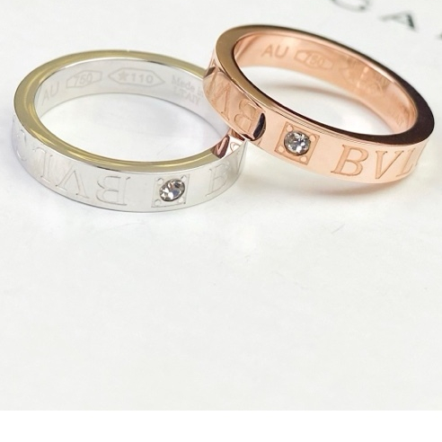 Cincin Emas 17K berlian huruf logo klasik