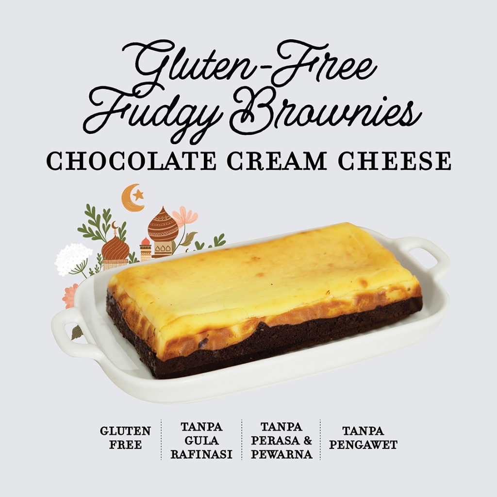 

Gluten Free Fudgy Brownies Chocolate Cream Cheese - Tanpa Gula Rafinasi, Dengan Grass Cream Cheese