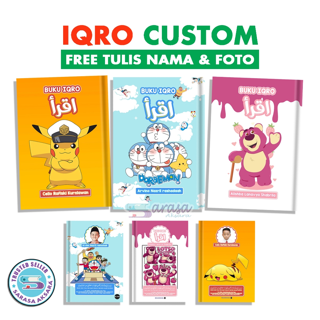 Buku Iqro Anak Custom Nama Dan Foto Iqra Anak Berwarna Hard Cover