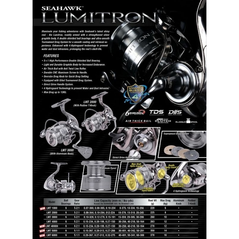 reel seahawk lumitron TDS