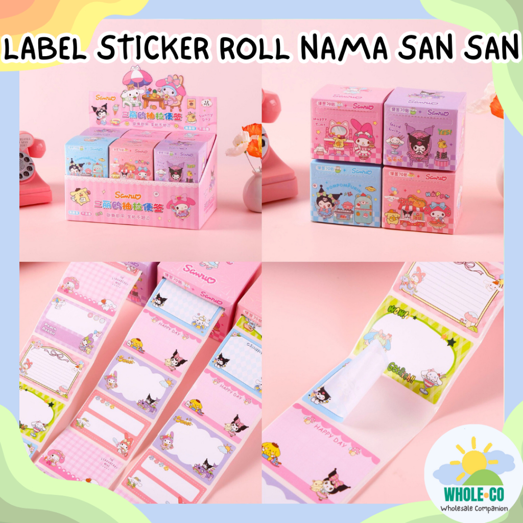 

Label Sticker Nama San San Roll Premium Buku Kertas Bekal Pastel Kuro Moroll Melo Lucu Unik Imut termurah Grosir Cod
