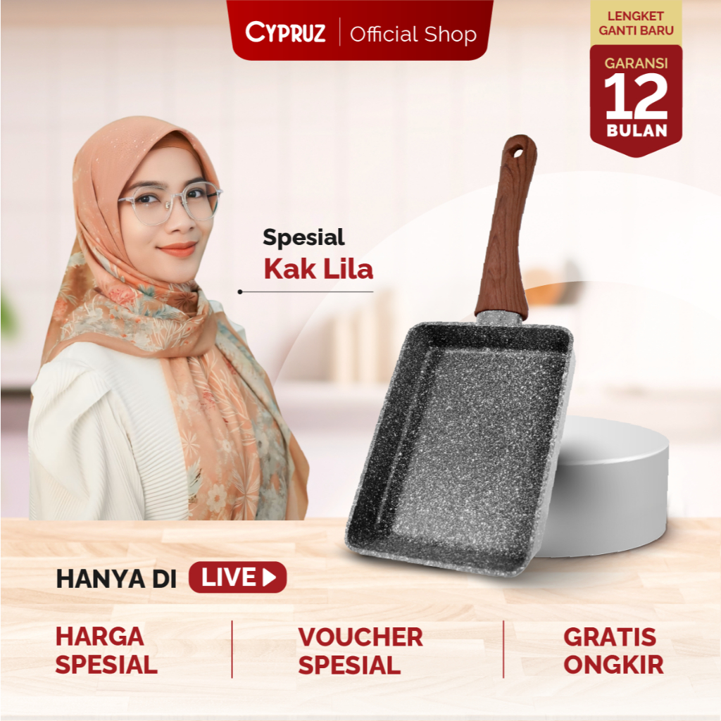 [Spesial Kak Lila] Cypruz Tamagoyaki Panci Wajan Penggorengan Telur Anti Lengket Grey Marble Series