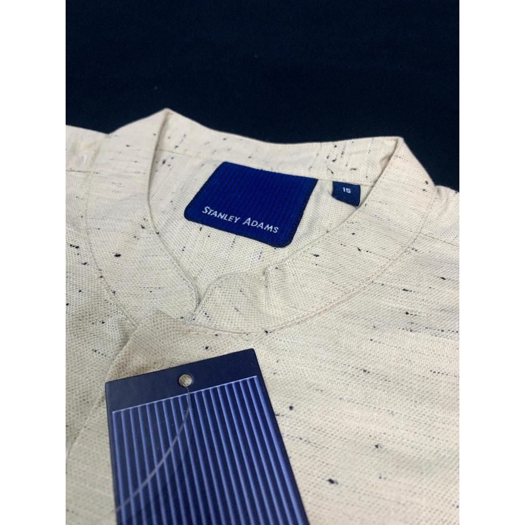 STANLEY ADAMS Baju Kemeja koko Pria Khaki motif Lengan Pendek | Pakaian Muslim | Baju Koko | Basic