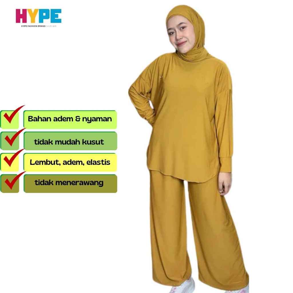 Setelan Muslimah Rezkita – One Set Atasan & Celana Kulot, Bahan Jersey Premium, Nyaman & Adem, Outfi