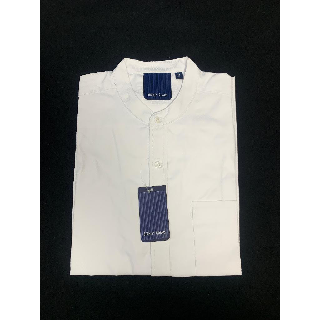 Baju Koko Lengan Pendek Putih Tekstur STANLEY ADAMS  Pria  01 | Pakaian Muslim Pria | Kemeja Koko