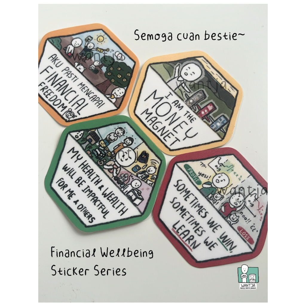 

Stiker Afirmasi Keuangan Finansial semoga Cuan - Wantja Mental Health Doodles