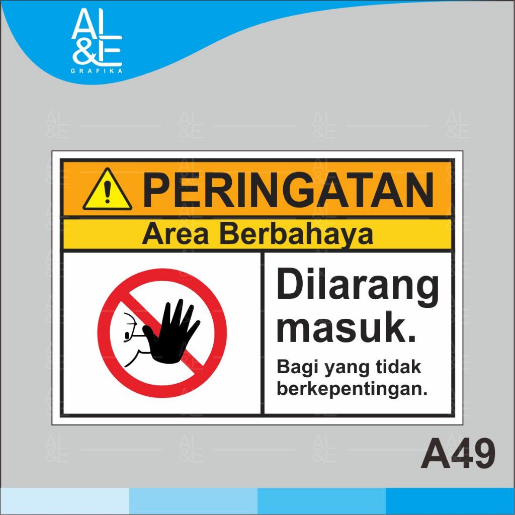 

A49- Acrylic Sign, Stiker Akrilik Area Berbahaya Dilarang Masuk, Premium dan Tahan Air, Bisa Custom