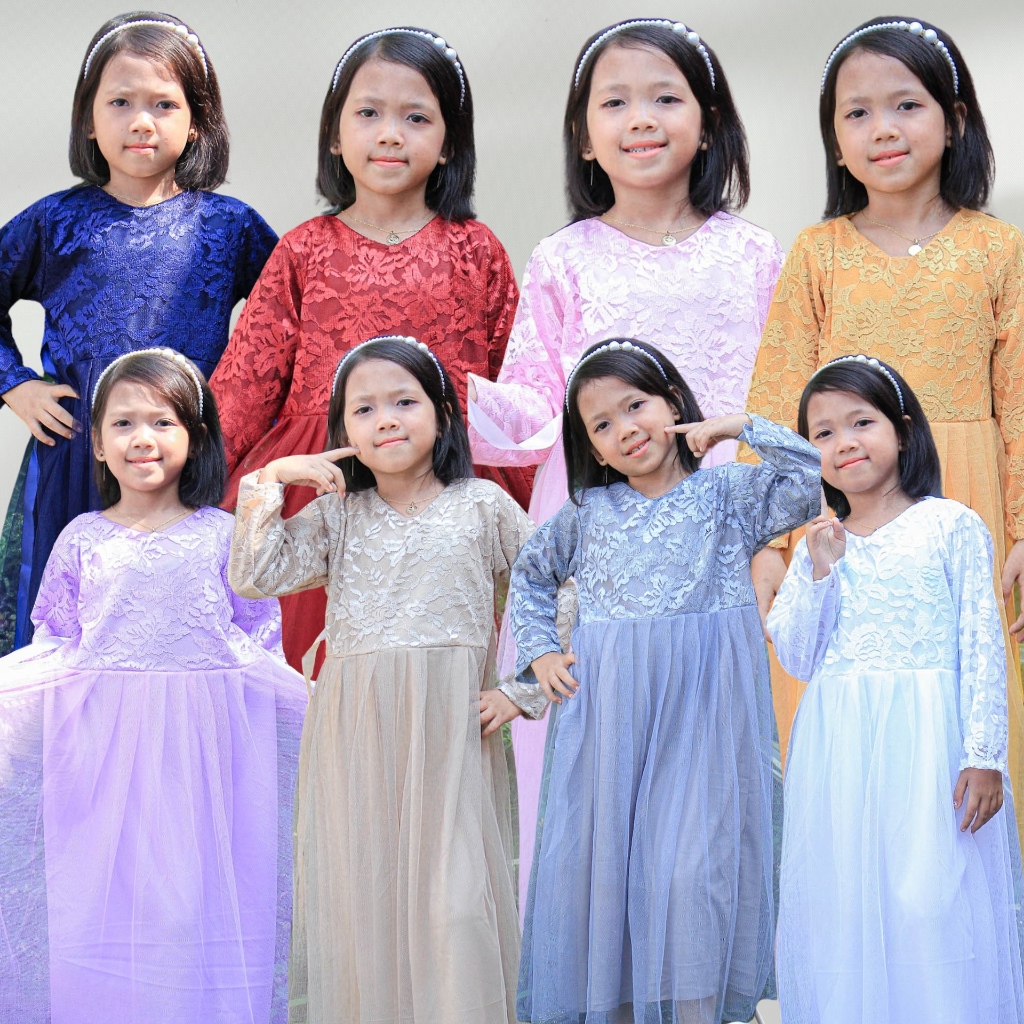 Gamis Anak Perempuan Syari Pakaian Muslim Gamis Brukat Anak & Remaja Tanggung