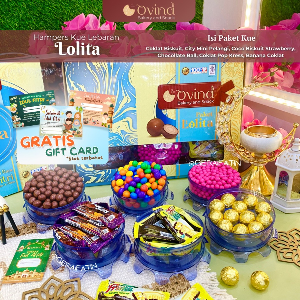 

OVINA PAKET KUE LOLITA / PAKET KUE OVINA COKLAT HAMPRES LEBARAN IDUL FITRI 2025