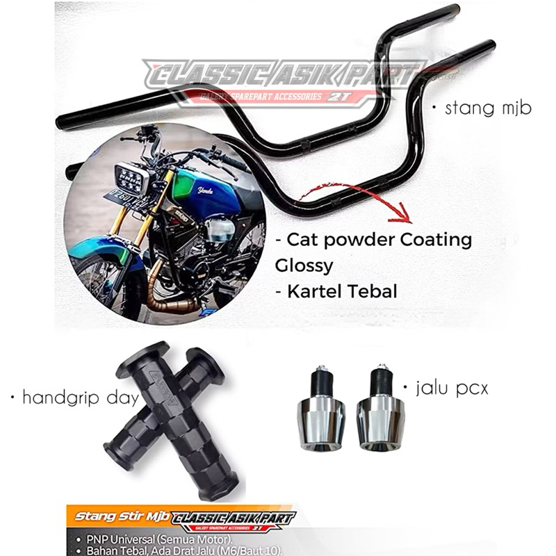 Stang hitam mjb rx king rx special plus handgrip jalu stang pcx