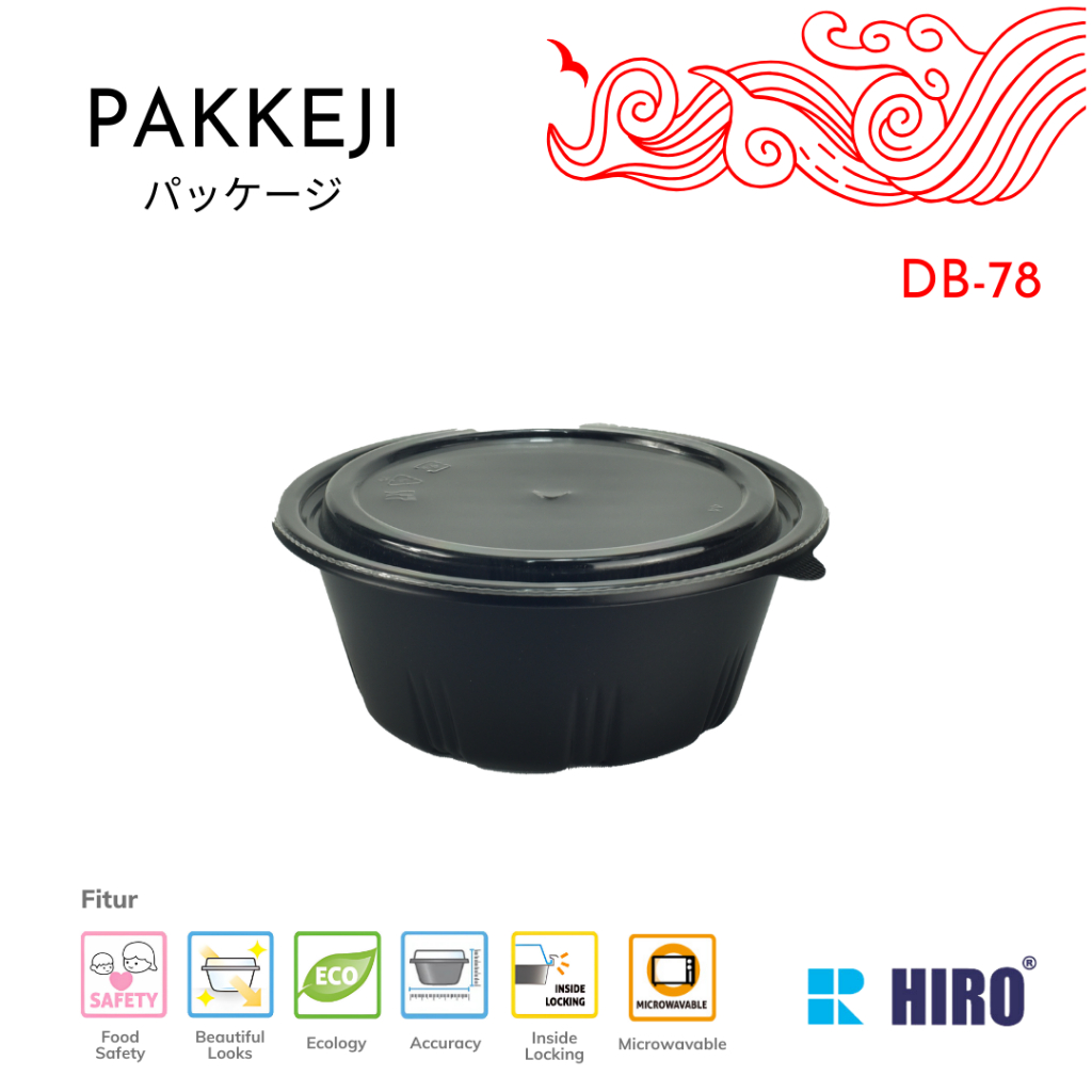 Pakkeji Mangkuk Plastik 360ml Soup Cup / Miso Cup - Hiro Food - DB-78 Black