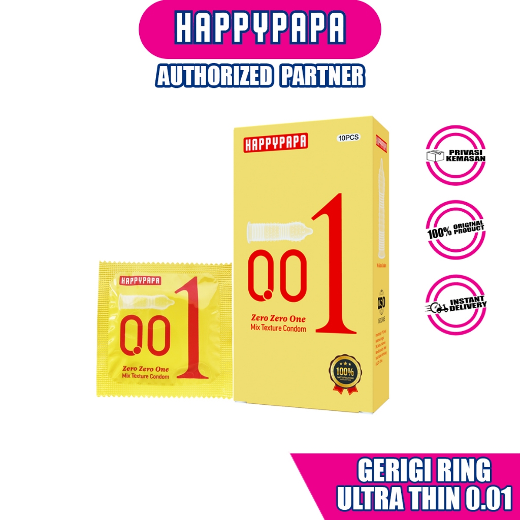 Kondom 0.01 Ultra Thin Gerigi Ring Happypapa - Kondom Anti Bocor