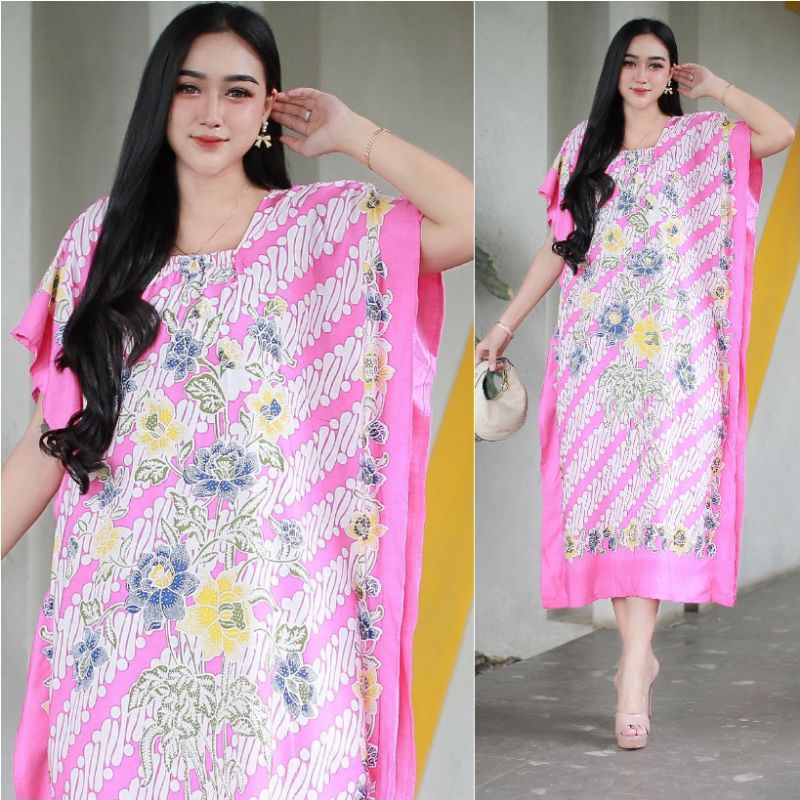 Daster Lowo Encim Soft Colour All Size Jumbo Bagian Leher Kerut Karet / Dress Lowo Jumbo Rayon Super