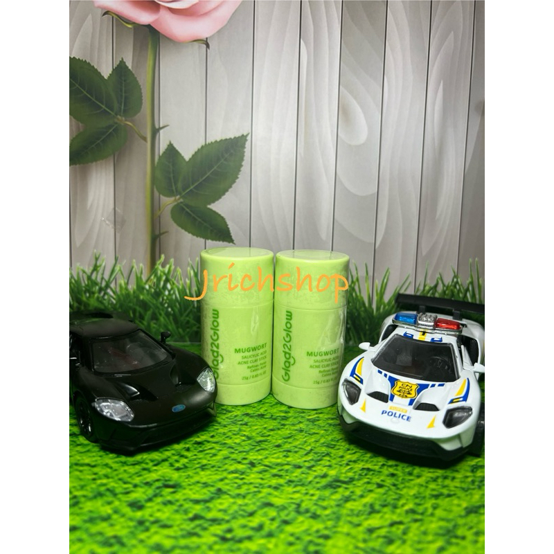 GLAD2GLOW MUGWORT CLAY MASK MASKER WAJAH FACE CLEANSING GREEN MASK STICK SALICYLIC ACID