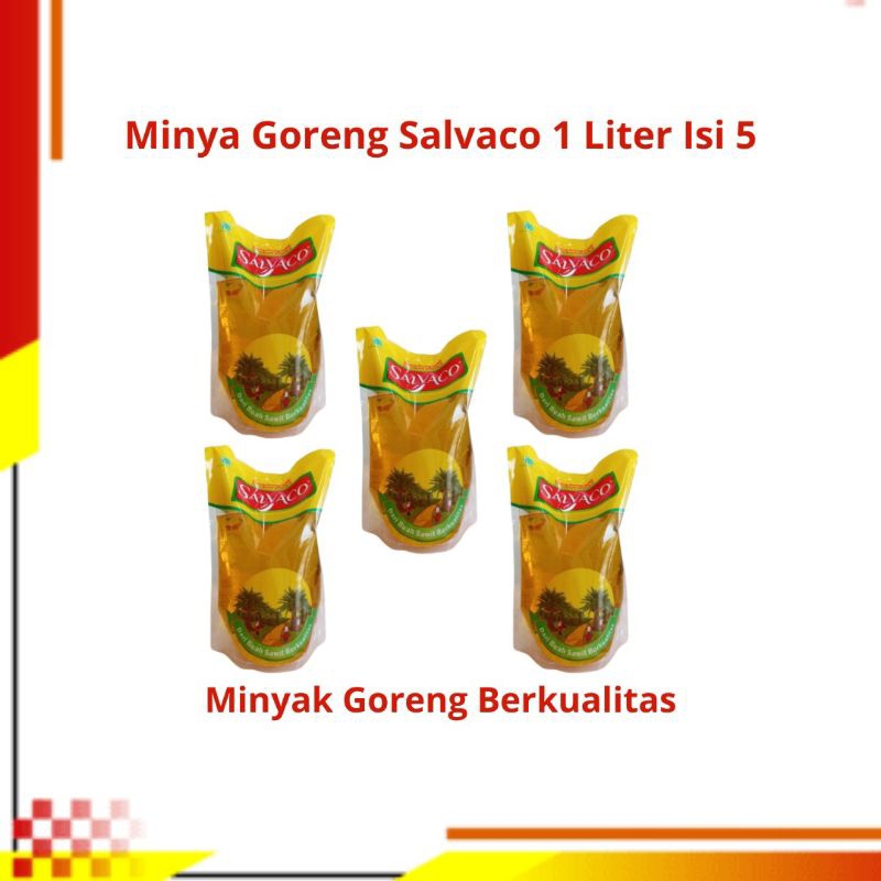 

[PAKET HEMAT ISI 5] Minyak Goreng Salvaco 1 Liter PROMO MURAH/ Salvaco 1 Liter Minyal Goreng PROMO MURAH