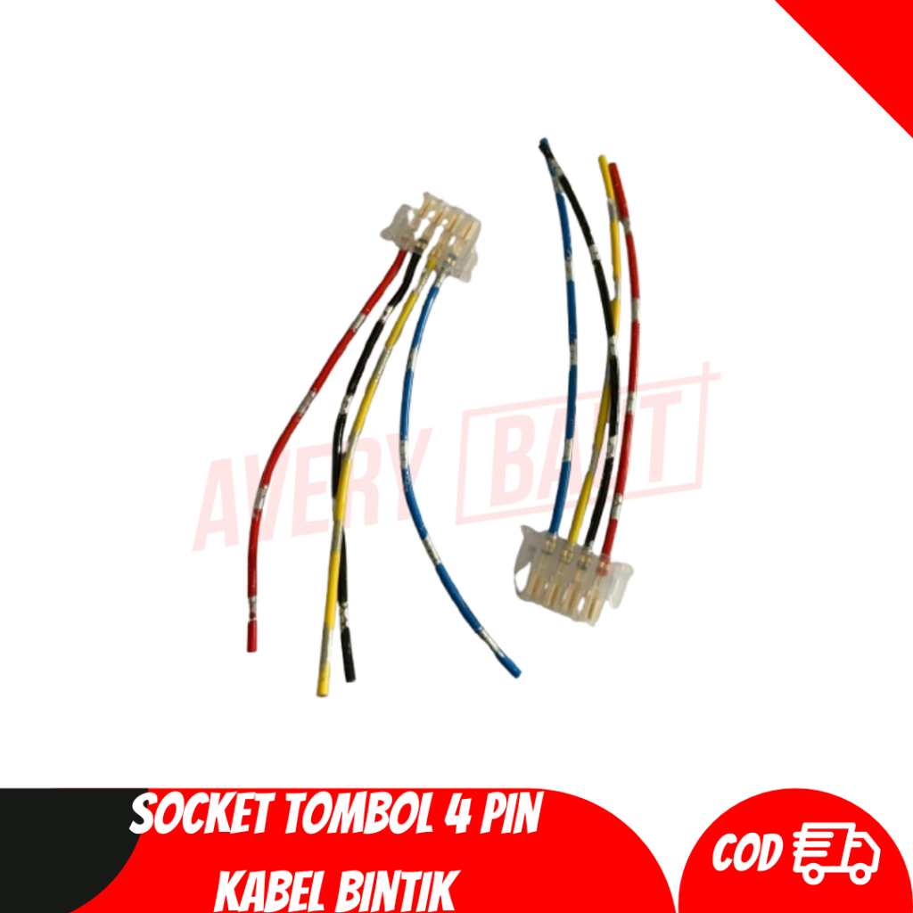 SOCKET TOMBOL 4 PIN KABEL BINTIK / SOCKET SAKLAR 4 KAKI