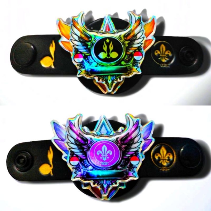 

Ring kacu pramuka Wings double Akrilik Glow up Hologram metalic terbaru elegan