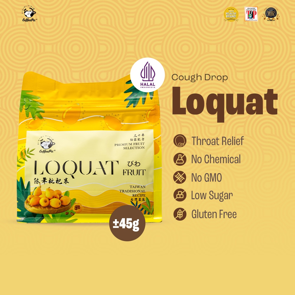

Coffeepii Indonesia - Loquat | Lo Han Kuo | Luo Han Kuo - Pereda Sakit Tenggorokan | Radang Tenggorokan | Snack Sehat Low Sugar | Snack Import Jepang - ±50 pcs